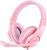 DIWUER Gaming Headset for Xbox One, PS4, PS5, Nintendo Switch, Bass Surround and Noise Cancelling 3.5mm Over Ear Headphones with Mic for Laptop PC Smartphones, Pink