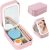 LED Three-Color Adjustable Makeup Mirror, Three Colors Brightness Adjustable Makeup Mirror with Lights (Pink)