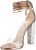 LALA IKAI Women’s Gold Rhinestone High Heels Sandals Ankle Strappy Clear Chunky Heels Dress Shoes