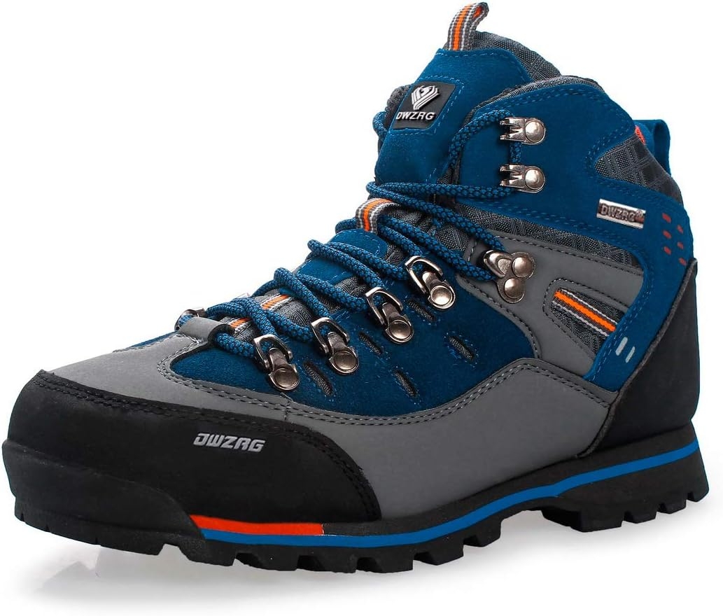 Men’s Waterproof Leather mid Hiking Boots Outdoor Non-Slip Lightweight Trekking Sneakers