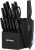 Astercook Knife Set, Kitchen Knife Set with Built-in Sharpener Block, Dishwasher Safe, 15 Pieces German Stainless Steel Knife Block Set, Black