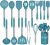 15 Pcs Silicone Cooking Utensils Kitchen Utensil Set – Umite Chef 446°F Heat Resistant Stainless Steel Handles Kitchen Gadgets Tools Set for Nonstick Cookware(Blue)