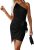 PRETTYGARDEN Women’s Fashion One Shoulder Ruched Bodycon Fitted Cocktail Party Mini Dress