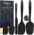 Walfos Silicone Spatula Set of 5 – (600°F) High Heat Resistant Kitchen Scraper Spatulas, One-Pieces Seamless Design, Perfect for Cooking Mixing & Baking – BPA Free and Dishwasher Safe,black