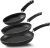 Utopia Kitchen Nonstick Frying Pan Set – 3 Piece Induction Bottom – 8 Inches, 9.5 Inches and 11 Inches – (Grey-Black)