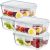 Blushtier 4 Set 8 Cup Large Glass Storage Containers with Lids Airtight 63 oz Food Storage Containers with Lids, Airtight Bento Boxes Sets with Lids Kitchen Storage Containers Glass Cookie