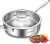 DELARLO Whole Body Tri-Ply Stainless Steel Sauté Pan with lid, 6 Quarts Saute Pan, 12 Inch Deep Frying Pan, Large Skillet Cooking Pan Induction Compatible Chef Pan, Dishwasher & Oven Safe