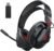 Awinnasey Wireless Gaming Headset for PS5 PS4 Switch PC Mac Mobile Bluetooth Gaming Headset with 2.4GHz USB Over Ear Wireless Gaming Headphones with Detachable Microphone 50Hrs Battery Life Black