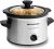 Elite Gourmet MST-250XS Electric Slow Cooker Ceramic Pot, Adjustable Temp, Entrees, Sauces, Stews & Dips, Dishwasher Safe Glass Lid & Crock, 1.5 Quart, Stainless Steel