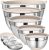 Umite Chef Mixing Bowls with Airtight Lids Set, 8PCS Stainless Steel Khaki Nesting Bowls with Grater Attachments, Kitchen Bowls with Non-Slip Bottoms, Size 5, 4, 3.5, 2, 1.5QT for Mixing & Serving