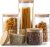 YUNCANG Glass Storage Jars [Set of 5],Clear Glass Food Storage Containers with Airtight Bamboo Lid Stackable Kitchen Canisters for Candy,Cookie,Rice,Sugar,Flour,Pasta,Nuts and Spice Jars