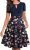 YATHON Women’s Vintage Floral Flared A-Line Swing Casual Party Dresses with Pockets