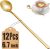 12 Pcs Coffee Spoons Set, 6.7 Inches Gold Tea Spoons Long Handle, Stirring Spoons, Gold Small Teaspoons, Food Grade Stainless Steel Gold Spoons, Long Spoons for Stirring, Gold Metal Espresso Spoons