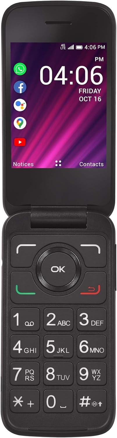 TracFone My Flip 2 4G LTE Prepaid Flip Phone (Locked) – Black – 4GB – Sim Card Included – CDMA (Renewed)