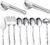 10-Piece Dishwasher Safe Silver Serving Utensil Set – Includes Spoons, Forks, Tongs, Ladle, and Pie Server