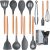 WRPLU Silicone Cooking Utensils Kitchen Utensil Set, 12 PCS Wooden Handle Nontoxic BPA Free Silicone Spoon Spatula Turner Tongs Kitchen Gadgets Utensil Set for Nonstick Cookware with Holder