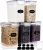 Moretoes 5 Pack 1.6L Airtight Food Storage Containers, 1.5qt Plastic Storage Boxes for Organiziting Kitchen with labels and Measuring Bottles, for Cereals, Beans,Sugar, Flour