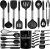 Silicone Kitchen Utensils Set, Umite Chef Large Heat Resistant Cooking Utensil, 26Pcs Silicone Spatulas Set, Stainless Steel Handle, Black Kitchen Gadgets Tools Set for Nonstick Cookware