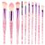 Glitter Crystal Makeup Brush Set 10 Piece Bling Professional Foundation Concealer Eye Shadow Eyeliner Blush Lip Blending Synthetic Brushes Tools Kit Essentials Transparent Handle Women Girls