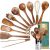 Kitchen Utenails Set with Holder,Kitchen Wooden Utensils for Cooking, Wood Utensil Natural Teak Wood Spoons for Cooking,Wooden Kitchen Utensil Set With Spatula and Ladle (11)