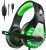 Pacrate Gaming Headset with Microphone for Switch PC PS4 PS5 Xbox One Noise Cancelling Gaming Headphones with LED Lights for Kids Adults Black Green