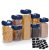 Cheer Collection Stackable Airtight Food Storage Containers – BPA Free Plastic Food Organizer for Pantry with Dry Erase Marker and Labels, Navy Blue (Set of 7)