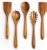 KITEISCAT Acacia Wooden Spoons for Cooking: 5-Piece Kitchen & Cooking Utensils Set – Wooden Spatula, Slotted & Pasta Spoon – Essential Wooden Utensil Set