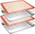 Stainless Steel Baking Sheet Tray Cooling Rack with Silicone Baking Mat Set, Cookie Pan , Set of 6 (2 Sheets + 2 Racks + 2 Mats), Non Toxic, Heavy Duty & Easy Clean