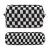 Makeup Bag Checkered Cosmetic Bag Black Makeup Pouch 1Pcs Large Capacity Makeup Bags and 1Pcs Makeup Brushes Storage Bag Travel Toiletry Bag Organizer