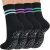 Toes Home Pilates Socks for Women with Non Slip Grippers, Yoga Crew Socks for Barre Hospital Sticky Slipper Socks 4 Pairs