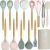 Silicone Cooking Utensils Set – 446°F Heat Resistant Silicone Kitchen Utensils for Cooking,Kitchen Utensil Spatula Set w Wooden Handles and Holder, BPA FREE Gadgets for Non-Stick Cookware (Colorful)