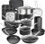 GRANITESTONE 20 Pc Kitchen Pots and Pans Set Non Stick Cookware Set, Kitchen Cookware Sets, Granite Nonstick Cookware Set, Diamond Coated Non Toxic Cookware Set, Oven & Dishwasher Safe – Black