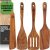 Wooden Spatula for Cooking, Kitchen Set of 4, Natural Teak Wooden Utensils including Paddle, Turner Spatula, Slotted Spatula and Wood Scraper. Nonstick cookware.