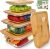 EcoPreps Glass Food Storage Containers with Bamboo Lids [4 Pack] 100% Plastic Free, Eco-Friendly, Oven, Microwave Safe Glass Meal Prep Containers, Glass Lunch Containers, Bamboo Lid Storage Containers