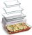 4-Piece Rectangular Glass Casserole Dish Set – Modern Design, Grip Handles, Nesting Storage