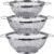 3 Pack 18/8 Stainless Steel Colander Sieves(5-Quart, 4-Quart and 3-Quart), Mesh Strainer Net Baskets with Handles & Resting Base for Strain, Drain, Rinse or Steam